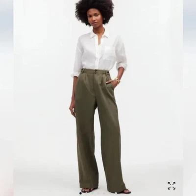 Pantalón pantalón Madewell para mujer The Harlow de pierna ancha verde militar talla 10 informal Foto 1 de 4