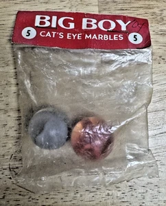 2 Big Boy Cat's Eye Marbles - Peltier co Ottawa, Ill - Unopened Bag - Picture 1 of 3