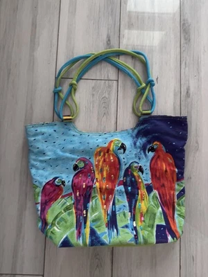 Тропический попугай пляжная сумка сумочка с короткими ручками солнце N песок Anne Ormsby парад рай пальма - Изображение 1 из 4