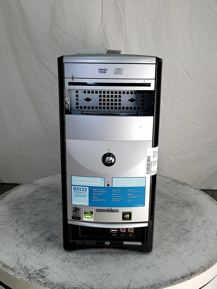 EMACHINES D3123 72-72-10354-56 Desktop PC AMD SEMPRON 3100 2GB SEE NOTES - Image 1 of 4