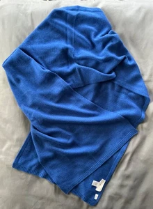 Lou & Grey Cashmere Womens Wide Rectangular Knit Scarf French Blue 72x15 EXC - Picture 1 of 2