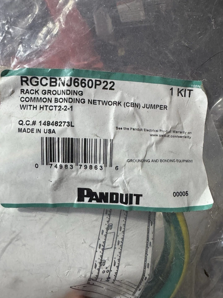 Panduit RGCBNJ660P22 Rack Grounding Common Bond Jumper with HTCT2-2-1 - Image 1 of 1