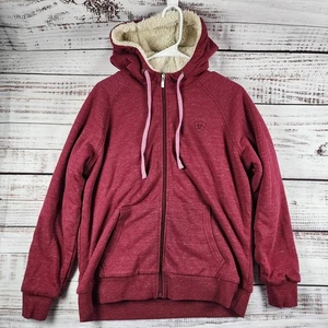 NUEVO CON ETIQUETAS Ariat Mujer’s Sherpa Forrado Cremallera Sudadera con Capucha Roja M Western Mezcla de Algodón Chaqueta - Imagen 1 de 11