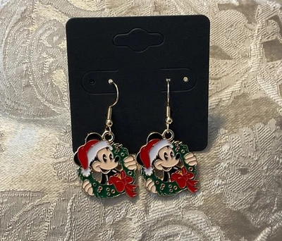 Набор золотых висячих сережек с венком из мультфильма с большим ухом и мышью Микки - Изображение 1 из 3