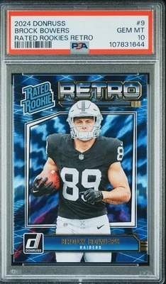 2024 Panini Donruss Clasificado Novatos Retro #9 Brock Bowers Rookie RC PSA 10 Foto 1 de 2