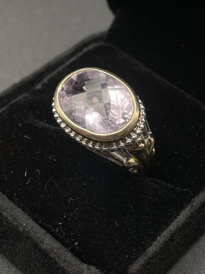 💐 Anillo Victoria Wieck 6.63ct Rosa Amatista y Amatista 2 Tonos Esterlina - Talla 7 Foto 1 de 4