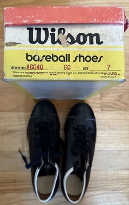 VINTAGE Wilson A6040 Riteweight Baseball Shoes w/Box Size 1950s MLB Read - Image 1 of 4