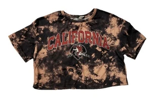 Girl’s Crop Top Size 8 California Logo Black Tie Dye Graphic Tee Hip Hop Vibes - Picture 1 of 4
