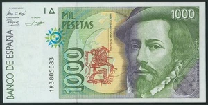 1000 Pesetas. 12 de Octubre de 1992. Tipo I. Serie 1R y numeración capicúa. (Ed - Imagen 1 de 2