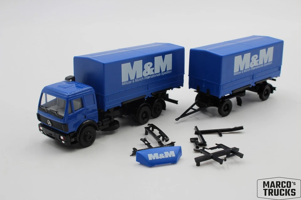 Herpa MB SK 88 swap-body drawbar truck "M&M Militzer & Münch" 826052 1:87 /H2592 - Image 1 of 1