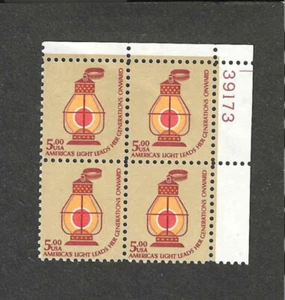 #1612 $5 LANTERN AMERICANA ISSUE MNH PL BLK/4 - Picture 1 of 2