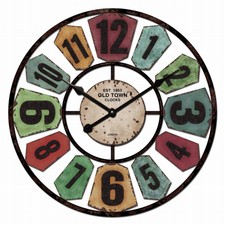 60cm Cafe Home Decor Industrial Shabby Chic Rainbow Windmill Metal Wall Clock