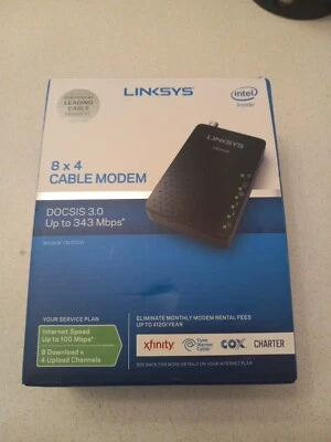 LINKSYS CM3008 8x4 Cable Modem DOCSIS 3.0 8x4 Bonded Channels Up To 343 Mbps - Image 1 of 3
