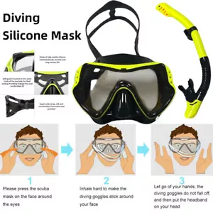 Adult Anti-Fog Goggles Snorkel Mask Set Diving Silicone Diver Swimming Snorkel - Picture 1 of 21