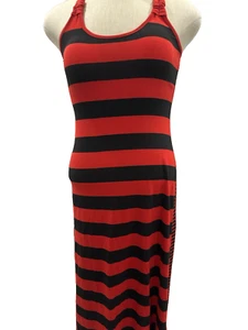 ESTI Couture Red And Black Stripe Long Summer Dress Size M - Picture 1 of 5