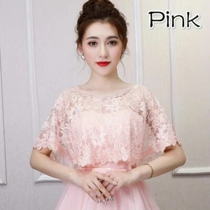 Bridal Floral Lace Shawl Wraps Lady Banquet Tippet Stoles Wedding Tulle Cape Top - Picture 1 of 22