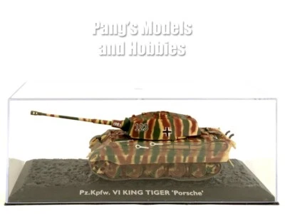 Tanque pesado alemán Tiger II King Tiger (Porsche) y vitrina modelo escala 1/72 Foto 1 de 4