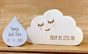 Personalised Child Birthday or New Baby Nursery GIFT SET Sleepy Cloud Raindrop - Picture 1 of 9