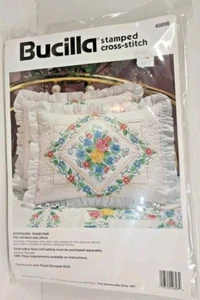 Bucilla Potpourri Sham Pair Pillow Case Stamped Cross Stitch Kit 40898 New - Picture 1 of 7