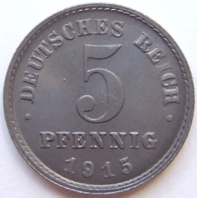 Replacement Coin German Empire 5 Pfennig 1915 G in Brilliant Uncirculated - Image 1 of 2