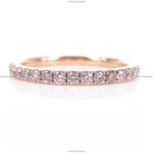 Anello di fidanzamento con diamanti 0,63 ct fascia diamantata fidanzamento per ragazze oro 14k - Foto 1 di 5