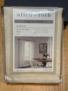 Allen+Roth Harlow 50" X 84" Ivory Tie Top Single Curtain Panel Light Filtering - Picture 1 of 2