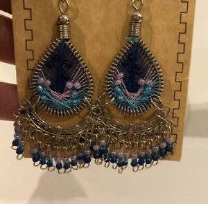 SPIRIT OF NATURE , HANDCRAFTED NATIVE DESIGNS DROP DANGLE EARRINGS NEW