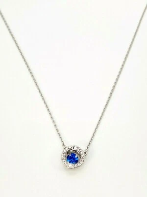 AUTÉNTICO Collar Swarovski PLATEADO Azul Brillante Danza Alrededor Cristal con Caja de Regalo Foto 1 de 4