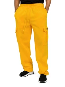 Mens Jogger Fleece Cargo Pocket Sweat Pants With Drawstring  S~6XL  FL77EY - Picture 1 of 91