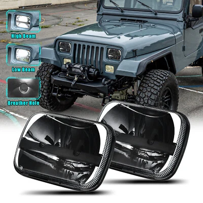 Par de faros LED rectangulares H6054 para Jeep Wrangler YJ 1987-1995 5X7 7x6" pulgadas Foto 1 de 4
