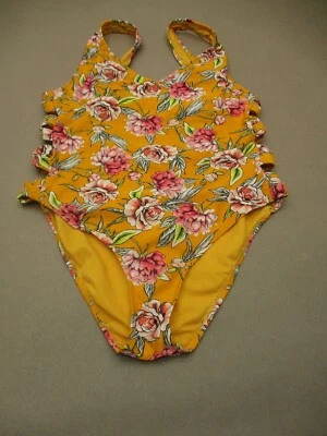 Traje de baño XHILARATION talla L para mujer sin forro inalámbrico con cordones laterales de una pieza 2A Foto 1 de 4