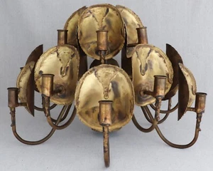 Mid Century Tom Greene Feldman Brutalist Torch Cut Brass 18 Arm Chandelier 20” - Picture 1 of 9