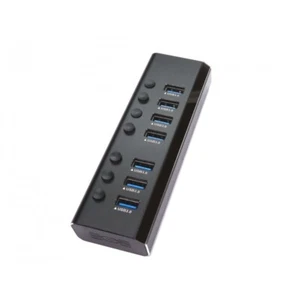7 Port USB 3.0 Hub MAINS Powered PSU + 1m USB3 A/B Printer Cable Aluminium Shell - Picture 1 of 3