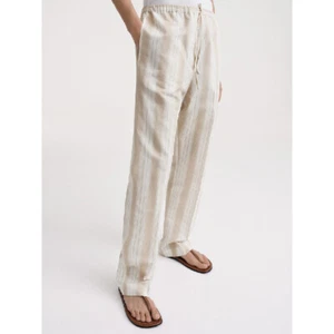 Pantalones informales Toteme para mujer a rayas de seda algodón pierna recta - Imagen 1 de 8