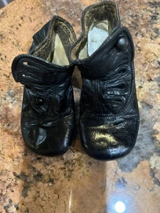 Antique Black Leather Boots With Buttons For Large Antique Doll - Picture 1 of 10