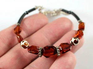 Bracciale Vintage Elegante Originale Ambra Baltica Misto ~6,5 Pollici - Foto 1 di 9