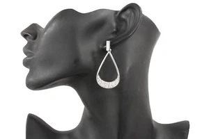 New Women Earrings Set Silver Metal Water Drop Classic Hook Bling Wedding Dangle - Picture 1 of 12