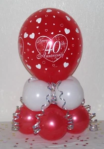 40th Anniversary Ruby Wedding - Table Display Ballon Kit - No Helium Needed - Bild 1 von 3