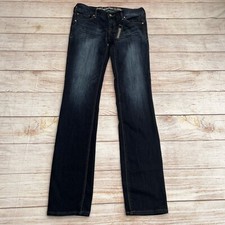 Express Jeans Women's 0L Stella Regular Fit Straight Leg Low Rise Dark Wash