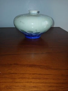 Crystalline Cobalt Blue Glazed Pottery Vessel - Picture 1 of 9