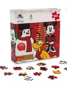 Disney Store Mickey Mouse Christmas Puzzle 2017 Deluxe Puzzle w/ Soft Touch! - Picture 1 of 2