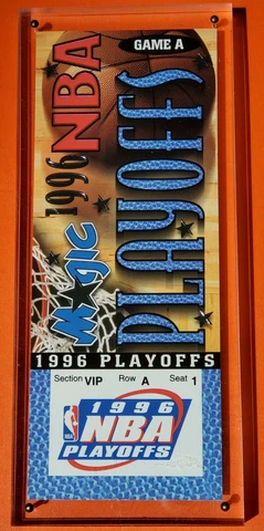1996 NBA PLAYOFFS ORLANDO MAGIC COMMEMORATIVE TICKET VIP GAME A IN PLEXI Cover