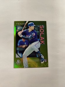 2020 Bowman Platinum Chartreuse Parallel Nick Solak RC Card #8 Rangers