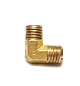 90 Degree Npt Male Elbow 3/8" Mip Brass Pipe Fitting Fuel Air Water Oil Gas Pipe - Picture 1 of 7