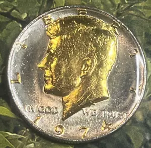 Danbury Mint 1974 Kennedy Half Dollar ~ Gold And Silver Plated and Enameled - Picture 1 of 2