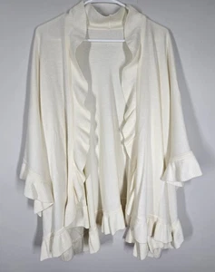 Talbots Wool Cashmere Ruffle Shawl Poncho Ruana Wrap Cape One Size Ivory - Picture 1 of 8