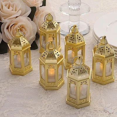 6 mini lámparas linterna de plástico dorado que funcionan con pilas LED Tealight velas fiesta Foto 1 de 4