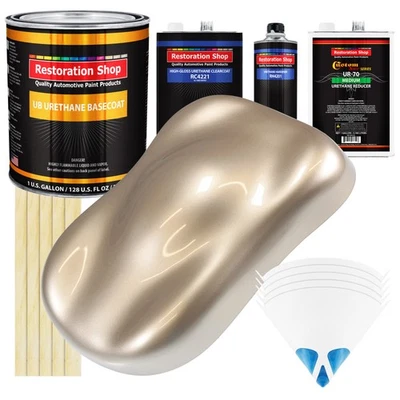 Cachemira Oro Galón Metálico URETANO CAPA BASE CAPA TRANSPARENTE COCHE AUTO PINTURA KIT Foto 1 de 4