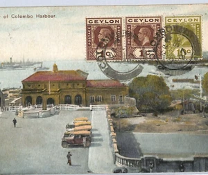 CEYLON Postcard Colombo Harbour PPC View Side Netherlands Rotterdam 1927 XW303 - Picture 1 of 10