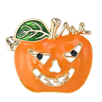 Lindo Broche de Cristal Esmalte Calabaza Hallowen Dorado Otoño Joyería Otoño Regalo Foto 1 de 4